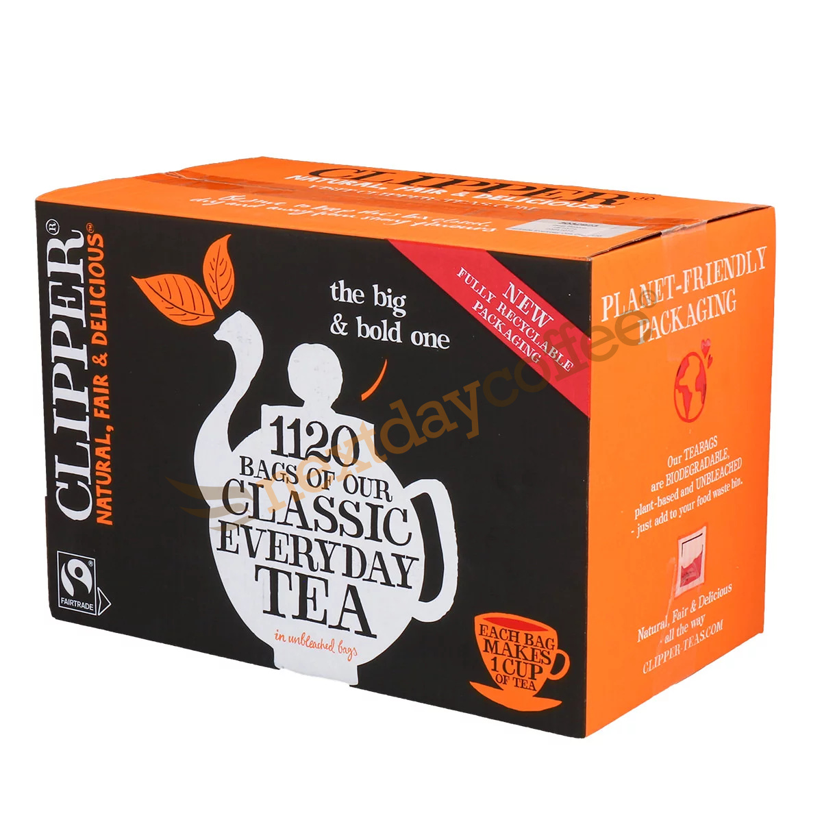 Clipper Tea Stand Box With 100 Assorted Fairtrade Enveloped Tea Bags With  Teabag Squeezer 