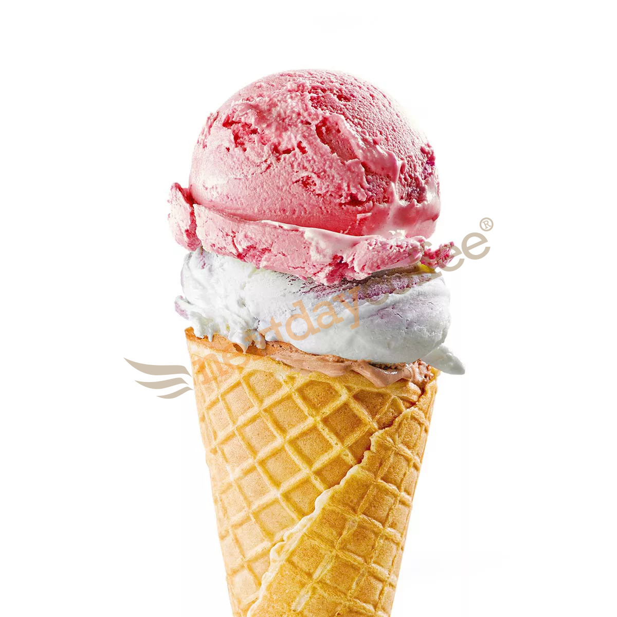 Strawberry Ice Cream on Sugar Cone - Single Scoop