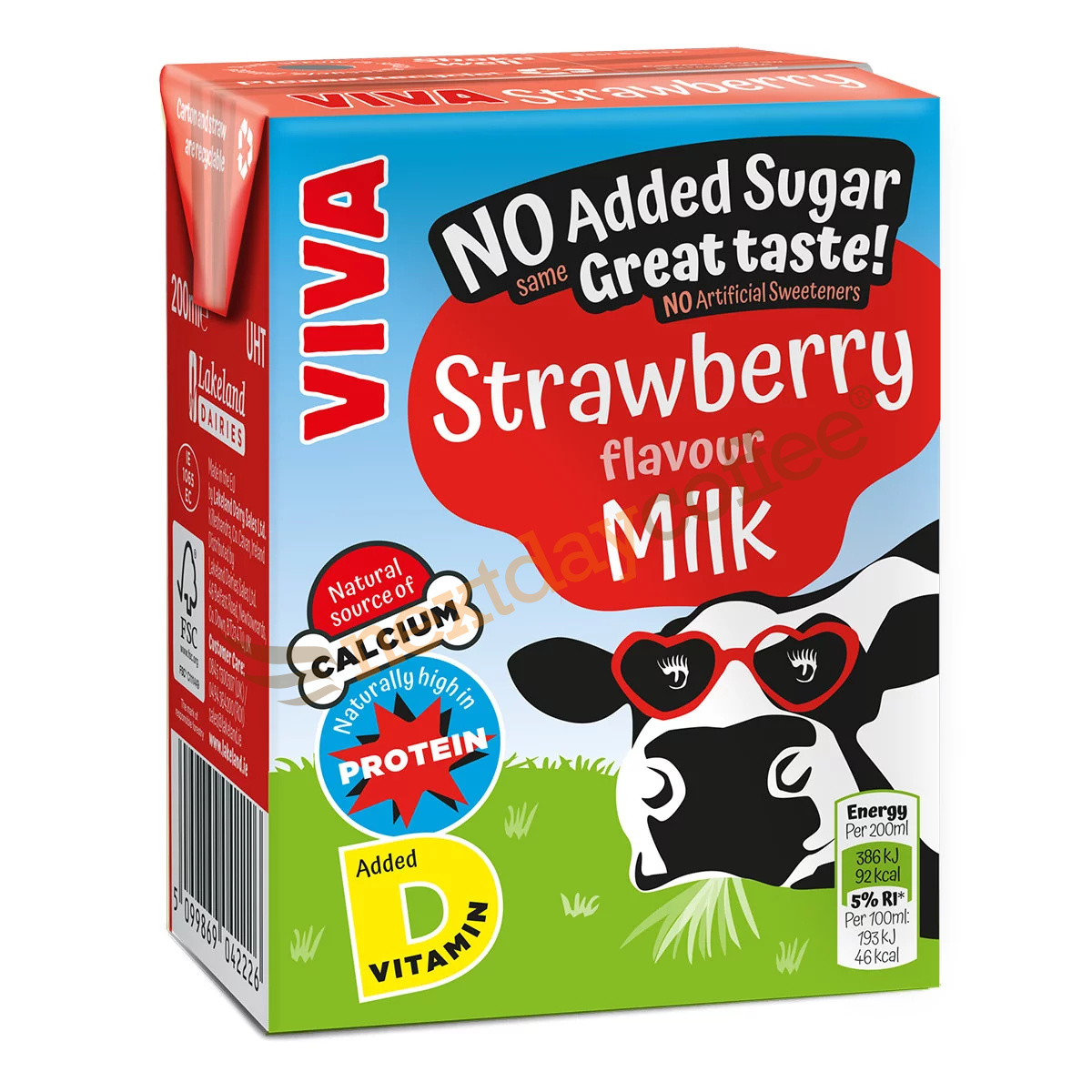 Viva Strawberry Flavoured Milk 27 X 200ml No Added Sugar