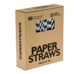 Biodegradable Paper Straws - Black Striped (250)