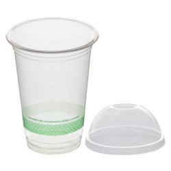 16oz Compostable Frappe Cup & Domed Lid Combo