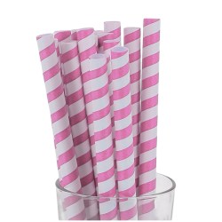 Paper Milkshake Straws - Pink & White