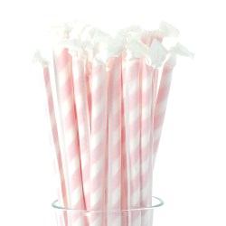 Paper Drinking Straws Individually Wrapped - Red & White