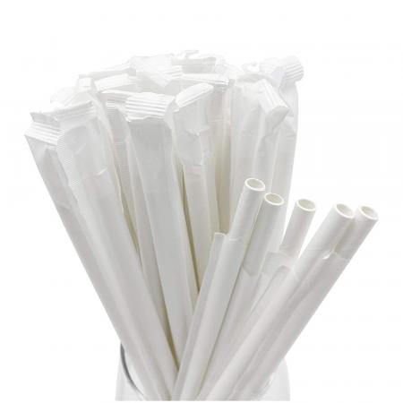 Paper Drinking Straws Individually Wrapped - White (250)